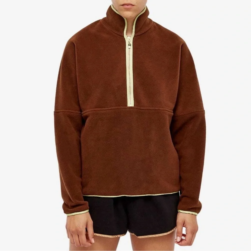 DONNI Polar Fleece Half Zip In Chocolate/Lime New with Tags! - Picture 1 of 8